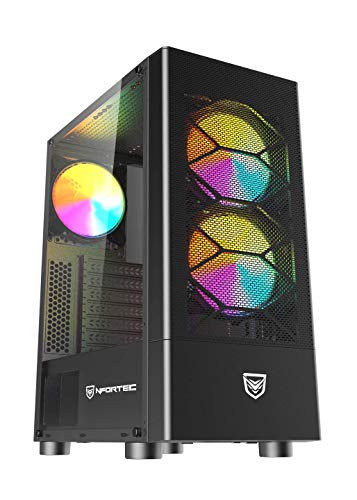 Nfortec Caelum Torre Gaming RGB con Frontal Mallado, Cristal Templado y más de 15 Modos de Iluminación - Color Negro