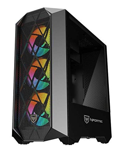 Nfortec Synistra Black Torre Gaming ATX 3.0 RGB con Frontal Mallado, más de 20 Modos de iluminación e Instalación en Formato Vertical - Color Negro