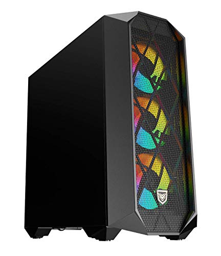 Nfortec Synistra Black Torre Gaming ATX 3.0 RGB con Frontal Mallado, más de 20 Modos de iluminación e Instalación en Formato Vertical - Color Negro