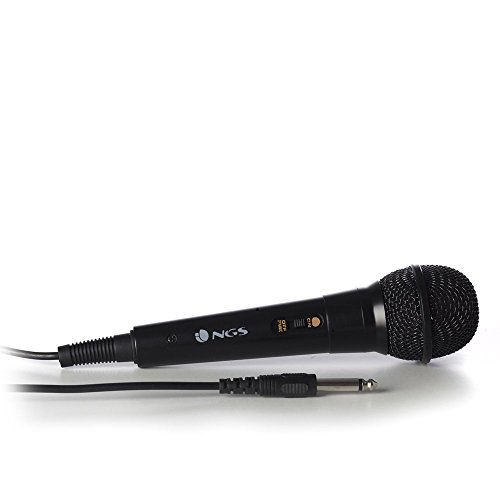NGS Singer Fire - Micrófono Vocal Dinámico, Micrófono con Cable de 3 Metros, Conexión Jack 6,3mm y Botón On/Off