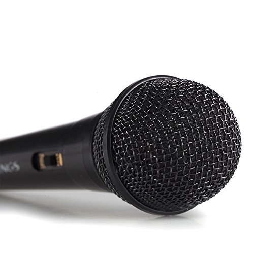 NGS Singer Fire - Micrófono Vocal Dinámico, Micrófono con Cable de 3 Metros, Conexión Jack 6,3mm y Botón On/Off