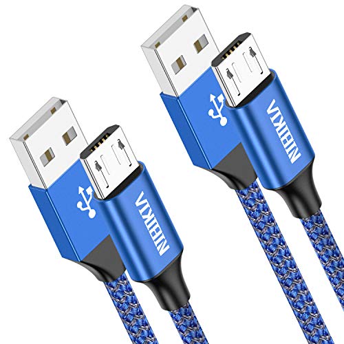 NIBIKIA Cable Micro USB,2 Pack[2m+2m] Carga Rápida Android Cable Android Nylon Movil Cables Cargador Compatible con Samsung S7 S6 S5 j7 j5 j3 Tablet Huawei Sony HTC Motorola Nexus LG PS4