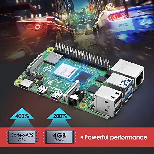 NinkBox Raspberry Pi 4 Modelo B, Micro SD de【4GB RAM+64GB】 Versión Actualizada de Raspberry pi 3b+, con Micro HDMI, Fuente de Alimentación 5V/3A con Interruptor, Ventilador, Micro HDMI