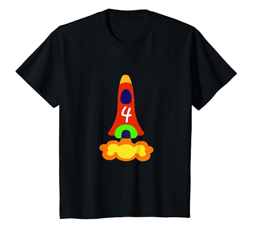 Niños Cohete aniversario para niños de 4 cumpleaños Camiseta