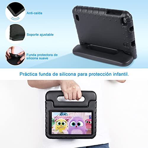 Niños Tableta Android 11, 7 Pulgadas, JUSYEA J8, 2 GB RAM | 32 GB ROM,Cuatro núcleos, Wi-Fi | Bluetooth, para Juegos educativos para niños, Control Parental portátil-Negro Funda Silicona