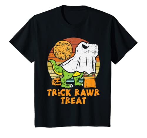 Niños Trick Rawr Treat Ghost Dino Trex Niño Niño Niños Halloween Niños Camiseta