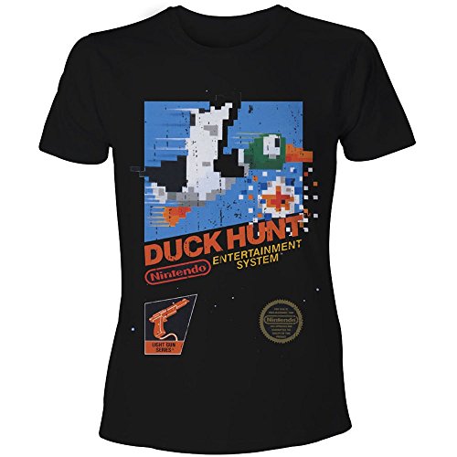 NINTENDO Duck Hunt Game Cover Men's T-Shirt, (ts201476ntn-s) Camiseta, Negro (Black), Small para Hombre