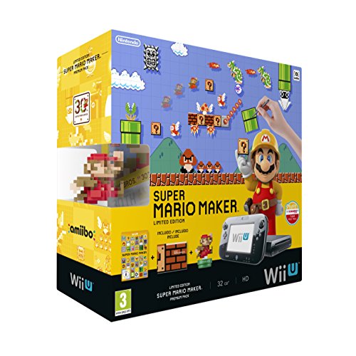 Nintendo Wii U - Consola Premium HW + Mario Maker + Artbook + Figura Amiibo Mario, Colores Clásicos