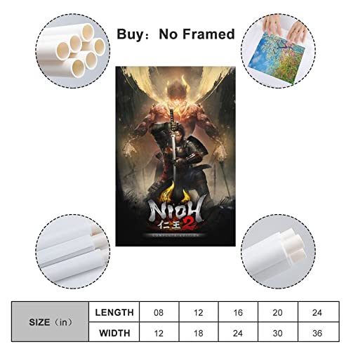 Nioh 2 The Complete Edition - Póster de juego para decoración de dormitorio familiar moderna para dormitorio y sala de estar, 50 x 75 cm