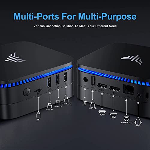 NiPoGi Mini PC, 8GB RAM 128GB SSD Celeron J3455(hasta 2,3GHz) Windows 10 Pro Mini Ordenador, Soporte 2.5" SSD/mSATA SSD, 2.4G+5G WiFi, Gigabit Ethernet, BT 4.2, 4K, Dual HDMI Office Mini Computer