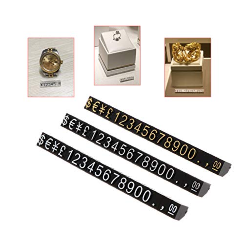 niumanery Price Tag Jewelry Shop Display Pentagon Plastic Number Adjustable Accessories Stand Frame Combined Digital Clothing Mounting Label Miniature Black&White