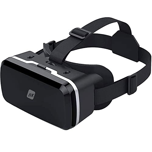 NK Gafas 3D VR para Smartphone - Gafas Inteligentes de Realidad Virtual para Smartphone Entre 4.7" - 6.53", Ángulo de Visión 90 - 100 Grados, Giro 360º, Ajuste Objetivo y Pupila Regulable - Negro