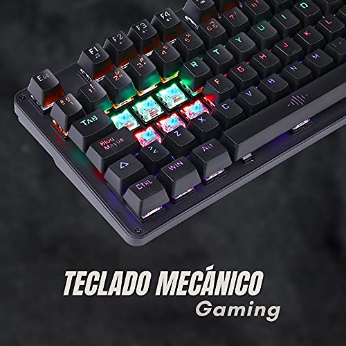 NK Onyx Gaming Pack - Teclado Mecánico Cherry MX Blue Switch RGB LED, 105 Teclas + Raton Gaming Programable (6400 dpi - 5 Botones) Anti-Ghosting (Incluye Ñ), con Cable | PS4/PS5 Xbox (Negro)