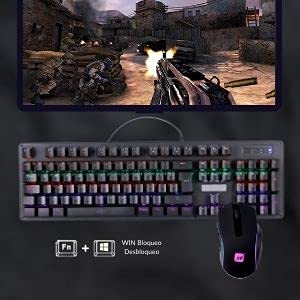 NK Onyx Gaming Pack - Teclado Mecánico Cherry MX Blue Switch RGB LED, 105 Teclas + Raton Gaming Programable (6400 dpi - 5 Botones) Anti-Ghosting (Incluye Ñ), con Cable | PS4/PS5 Xbox (Negro)