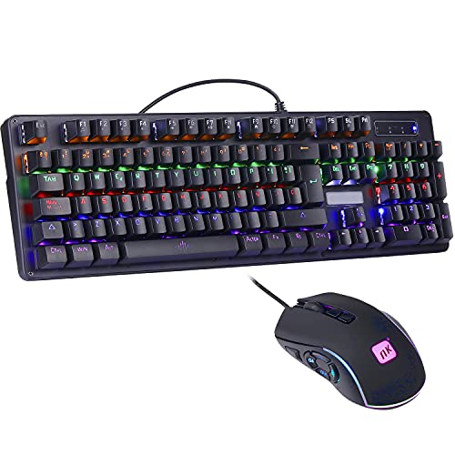 NK Onyx Gaming Pack - Teclado Mecánico Cherry MX Blue Switch RGB LED, 105 Teclas + Raton Gaming Programable (6400 dpi - 5 Botones) Anti-Ghosting (Incluye Ñ), con Cable | PS4/PS5 Xbox (Negro)