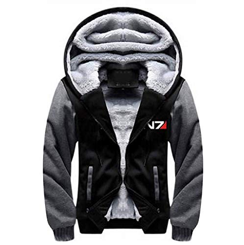 NMFashions Mass 3 N7 - Sudadera con capucha para cosplay (forro polar, efecto invernal) - gris - X-Small