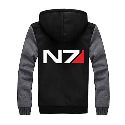 NMFashions Mass 3 N7 - Sudadera con capucha para cosplay (forro polar, efecto invernal) - gris - X-Small