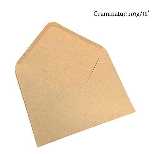 Noa Home Deco sobres (100 piezas) de papel Kraft antiguo/sin ventana - C6-163 x 112 mm, envolventes, la cierro, NHD06