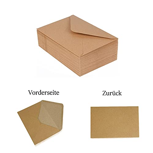 Noa Home Deco sobres (100 piezas) de papel Kraft antiguo/sin ventana - C6-163 x 112 mm, envolventes, la cierro, NHD06