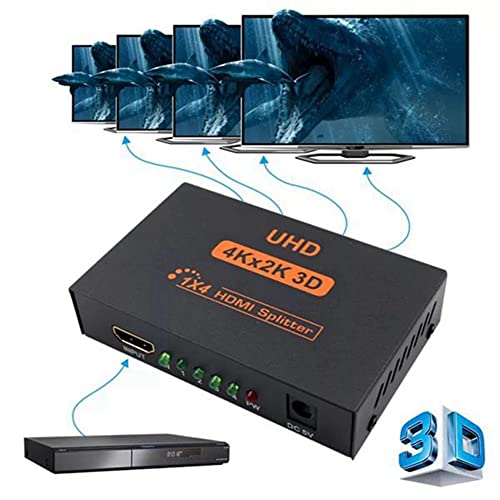 Noblik Divisor Compatible con 4K 1X4 de 1 Puerto a 4 Pantallas Divisor Alimentado por USB Duplicado/Espejo para PS5 de una a Cuatro Salidas