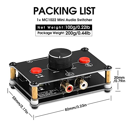 Nobsound Little Bear MC1022 Mini 2 (1) -IN-1 (2) -out RCA Stereo Audio Switcher Selector pasivo Divisor Box (Negro (Versión RCA))