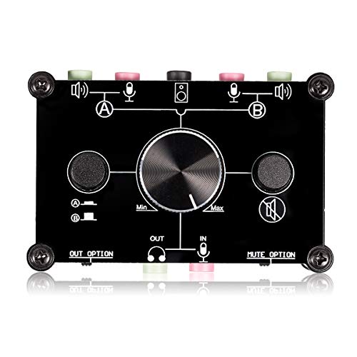 Nobsound Little Bear MC1023 2-Way Audio Microphone Headset Speaker Mic Switcher Headphone Switch Hub Volume Control Controller Selector 3.5mm RCA Advanced Version