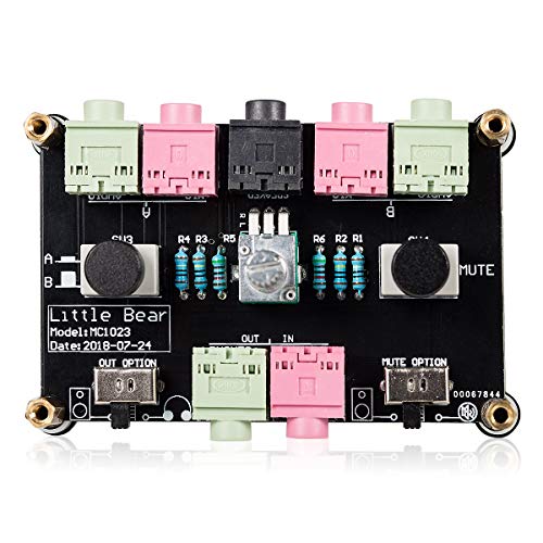 Nobsound Little Bear MC1023 2-Way Audio Microphone Headset Speaker Mic Switcher Headphone Switch Hub Volume Control Controller Selector 3.5mm RCA Advanced Version