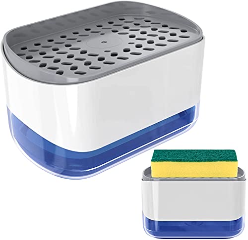 Nordun Juego de dispensador de jabón líquido, Dispensador de Bomba de jabón y Soporte de Esponja para dispensador de jabón de Cocina Dispensador de Lavabo sobre encimera,dispensador de detergente