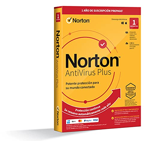 Norton Antivirus Plus 2022 - Antivirus software para 1 Dispositivo y 1 año de suscripción con renovación automática, para PC o Mac