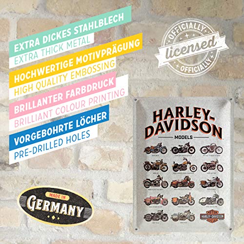 Nostalgic-Art Cartel de Chapa Retro Harley-Davidson – Model Chart – Idea de Regalo para los Fans de Las Motos, metálico, Diseño Vintage, 30 x 40 cm