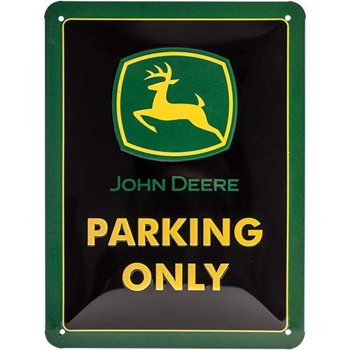 Nostalgic-Art Cartel de Chapa Retro John Deere – Parking Only – Idea de Regalo para los Fans de los Tractores, metálico, Diseño Vintage, 15 x 20 cm