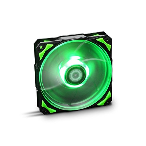 Nox Hummer H-FAN -NXHUMMERF120LG- Ventilador para Caja PC 120mm, LEDs brillantes, 7 aspas traslúcidas, rodamientos hidráulicos, esquinas soporte goma, color verde - negro
