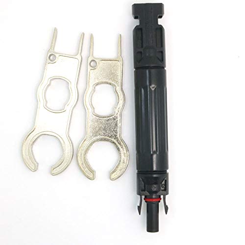 NUZAMAS - Juego de Conectores Macho a Hembra (25 A, para conexión de Panel Solar y 2 Llaves de Metal)