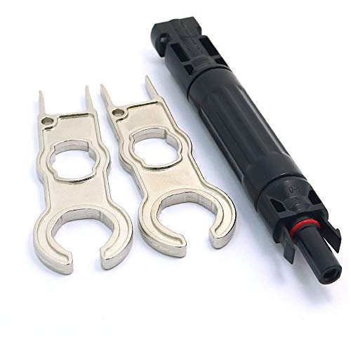 NUZAMAS - Juego de Conectores Macho a Hembra (25 A, para conexión de Panel Solar y 2 Llaves de Metal)