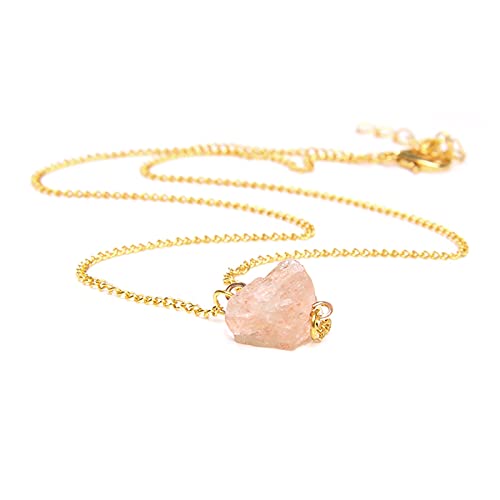 NZQK Collar geométrico Collar de Piedra Natural for Mujeres niña Femme Piedra (Metal Color : Sunstone X3)