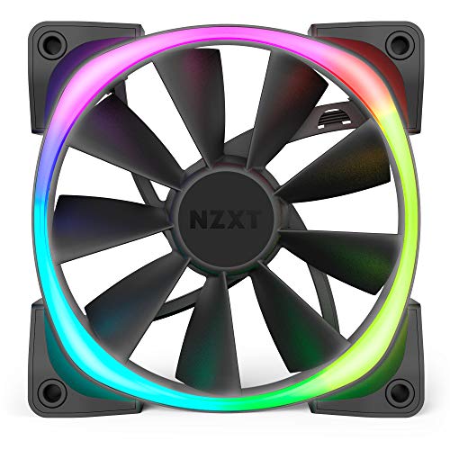 NZXT AER RGB 2-140 mm - HF-28140-B1 - Personalizaciones avanzadas de iluminación - Puntas de ala - Rodamiento dinámico fluido - Ventilador LED RGB PWM para NZXT RGB - Individual