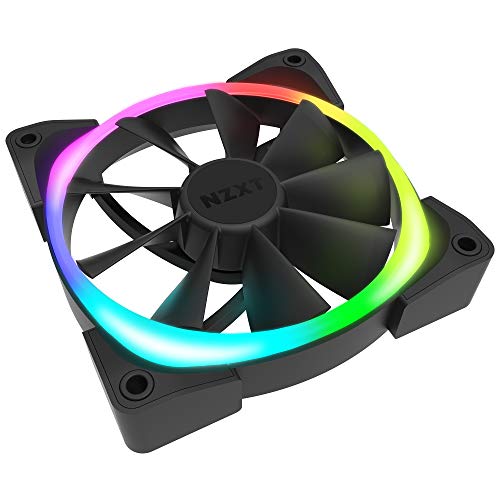 NZXT AER RGB 2-140 mm - HF-28140-B1 - Personalizaciones avanzadas de iluminación - Puntas de ala - Rodamiento dinámico fluido - Ventilador LED RGB PWM para NZXT RGB - Individual