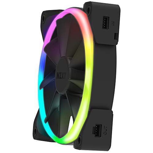 NZXT AER RGB 2-140 mm - HF-28140-B1 - Personalizaciones avanzadas de iluminación - Puntas de ala - Rodamiento dinámico fluido - Ventilador LED RGB PWM para NZXT RGB - Individual
