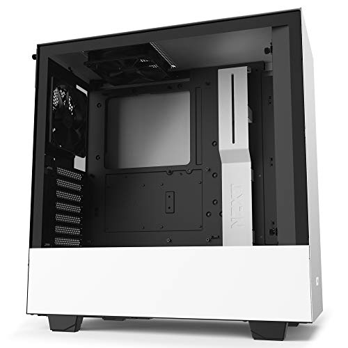 NZXT H510 - Caja PC Gaming Semitorre Compacta ATX - Panel frontal E/S Puerto USB de Tipo C - Panel lateral de Cristal Templado - Preparado para Refrigeración líquida - Blanco/Negro