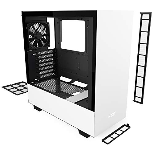 NZXT H510 - Caja PC Gaming Semitorre Compacta ATX - Panel frontal E/S Puerto USB de Tipo C - Panel lateral de Cristal Templado - Preparado para Refrigeración líquida - Blanco/Negro