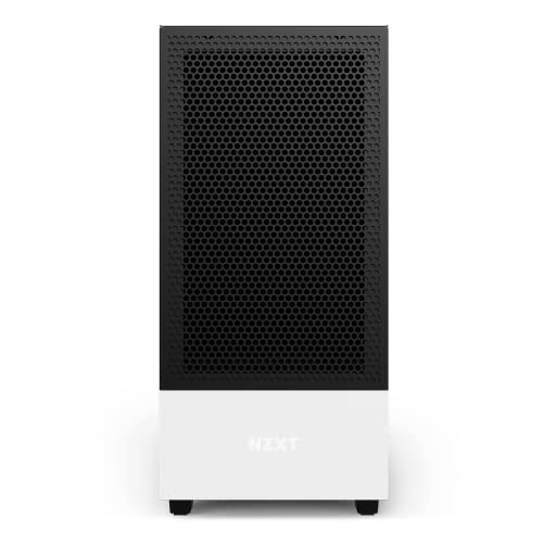 Nzxt H510 Flow - CA-H52FW-01 - Estuche Compacto para Juegos ATX Mid-Tower para PC - Panel Frontal Perforado - Panel Lateral de Vidrio Templado - Preparado para refrigeración por Agua - Blanco/Negro