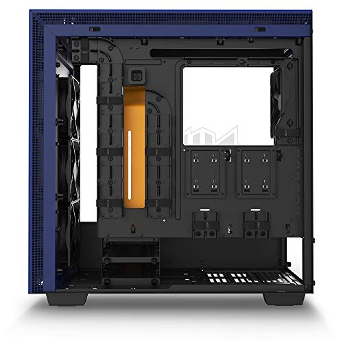 NZXT H700i - Caja PC Gaming de tamaño mediano ATX - Dispositivo inteligente con tecnología CAM - Control de RGB y ventilador - Panel de vidrio templado – Edición Ninja, amarillo/azul