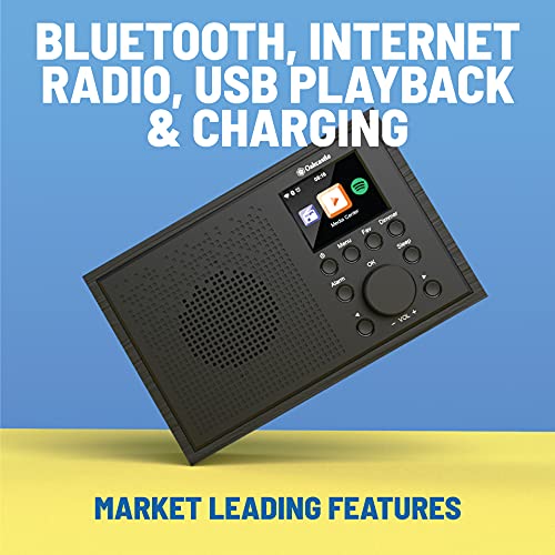 Oakcastle IR100 Internet Radio WiFi, Spotify Connect, Bluetooth, Alarma Dual, Line in, Control de Aplicaciones, Pantalla a Color (Negro)