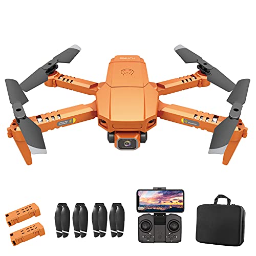 OBEST Mini Drone con Cámara 4K, WiFi FPV en Tiempo Real, Modo sin Cabeza, 3D Flip, Vuelo de Trayectoria, Una Tecla de Regreso/Despegue, 2 Baterías, para Principiantes y Niños, Naranja