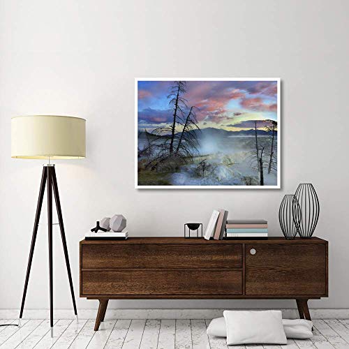 Obras de Arte Italia Steam surge de formaciones travertinas, Minerva Terrace, Mammoth Hot Springs, Yellowstone National Park, Wyoming-Paper Art-50"x38"
