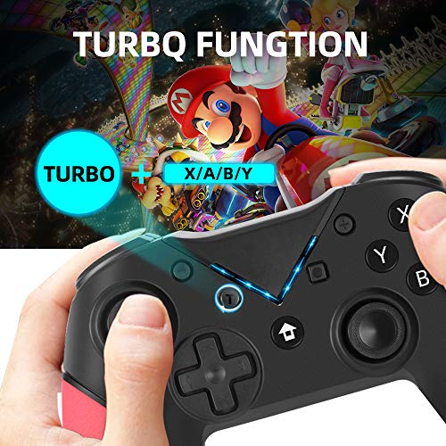OCDAY Mando para Nintendo Switch, Bluetooth Pro Controller Controlador, Switch Gamepad Multifunción Con Batería Recargable, Doble Vibración, Gyro Axis y Turbo Ajustable para Nintendo Switch/ Lite