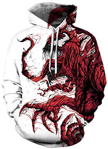 Ocean Plus Hombre Sudaderas con Capucha 3D Divertida Hoodie con Mangas Largas Unisex Streetwear Sudadera Deportiva con Cordón (S/M (Cofre: 112-132CM), Carnicería)