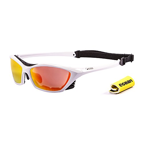 Ocean Sunglasses Lake Garda - Gafas de Sol polarizadas - Montura : Blanco Brillante - Lentes : Amarillo Espejo (13001.3)