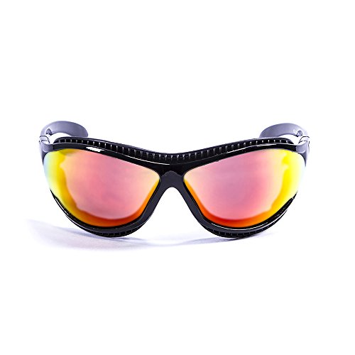Ocean Sunglasses Tierra de Fuego - Gafas de Sol polarizadas - Montura : Negro Brillante - Lentes : Amarillo Espejo (12201.1)