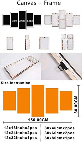 OIOIO Cuadro sobre Impresión Lienzo 5 Piezas - Cuadros en Lienzo Programa de televisión irlandés Ragnar Vikings 5 Piezas Dormitorios Decoración para El Hogar -Cuadro Pared Salon